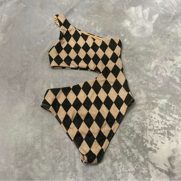 New! BEACH RIOT Celine One-Piece harlequin diamond pattern 27699 - Picture 6 of 12